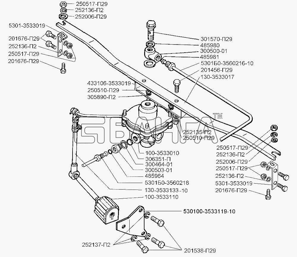 ЗИЛ ЗИЛ-5301 (2006) Схема Установка регулятора тормозных сил-107